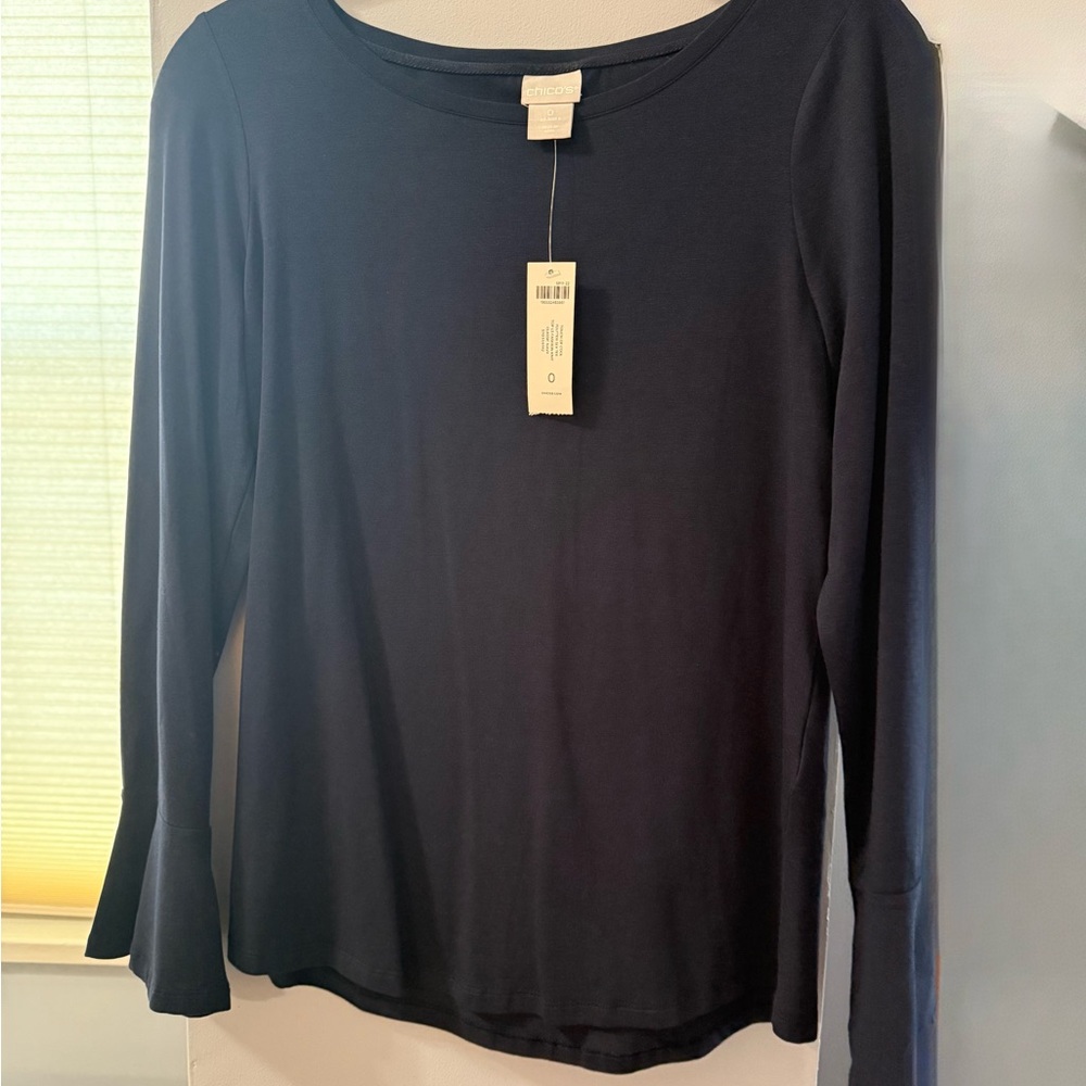 Chicos round  neck top  navy blue long sleeves